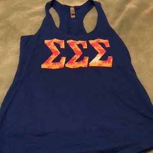 Medium Blue Tank with Elephant Tri Sigma Letters